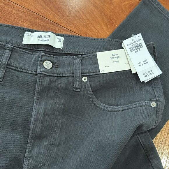 NWT Hollister Men's Dark Gray Slim Straight Stretch Jeans size 32 - Picture 7 of 11